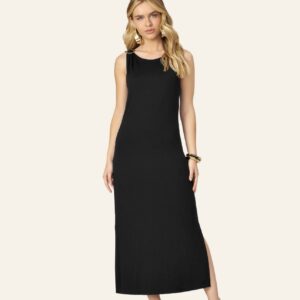 Vestido Midi Preto com Detalhe Dourado ENDLESS - Imagem 2